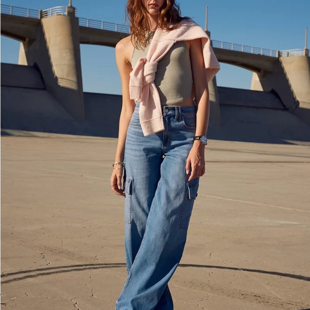 American Eagle Outfitters Blue Wide Leg Pants